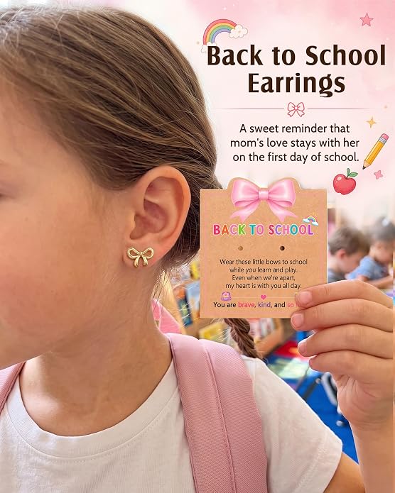 Back to School Gifts Bow Earrings