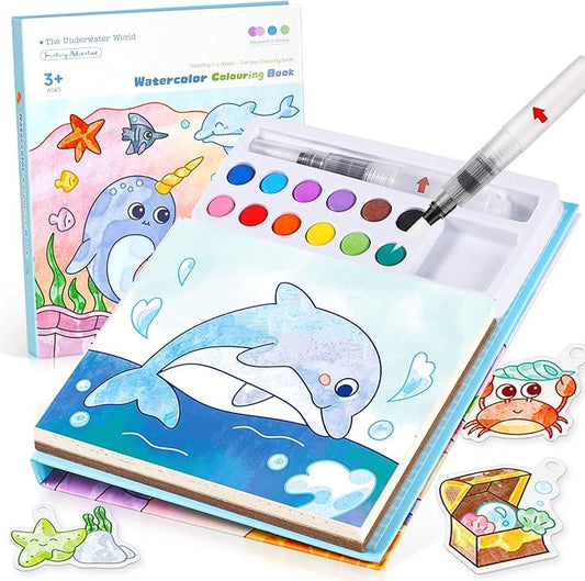 Accevo Paint with Water Coloring Books for Toddlers, Mess Free Watercolor Painting Sets Activity for Kids Arts Crafts Gift Toy for Boy Girl Ages 4 5 6 7 8 Christmas Stocking Stuffers Birthday