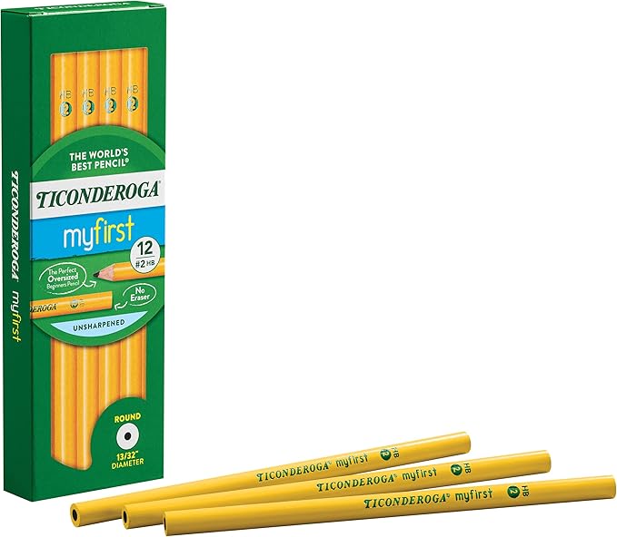 Ticonderoga Beginner Wood-Cased Pencils, 2 HB Soft, Yellow, 12 Count (X13080)
