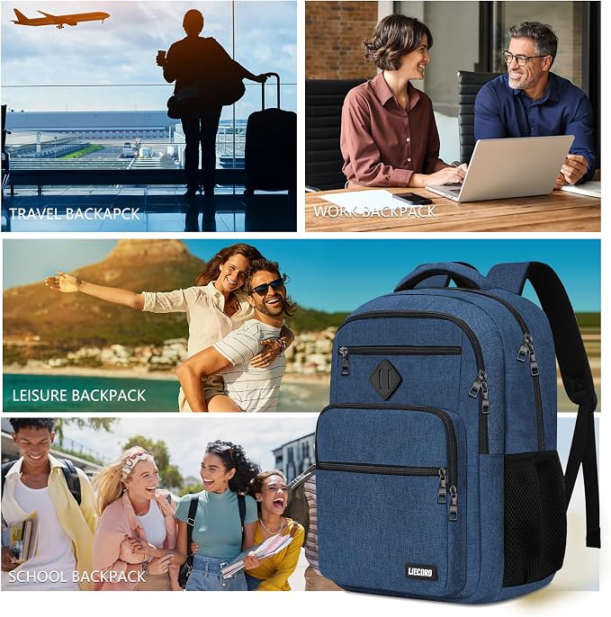 School Backpack for Boys Girls Teens, Blue Backpack for Men Women, 15.6 inch Laptop Back Pack with Reinforced Straps, Backpacks for School Business Work College Travel, College Book Bag, Bookbag