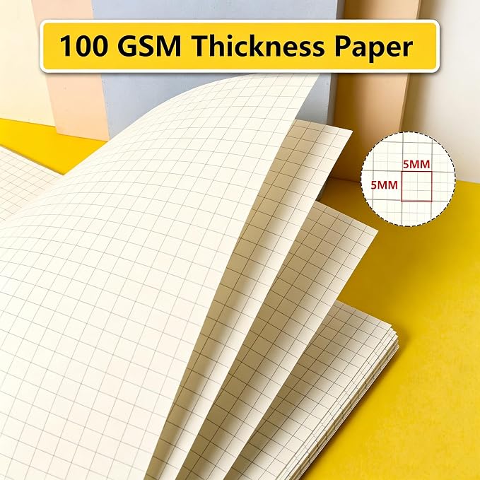 Smilo Graph Grid Paper Notebook,160 Pages Per Pack, A5, 3 Pack