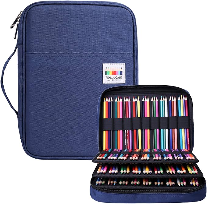 Coloring Pencil Case 220 Slots Pencils/Gel Pens Organizer Waterproof Travel Case Zipper Carrying Portable Pencil Markers Pen Holder Bag for Painter Writers