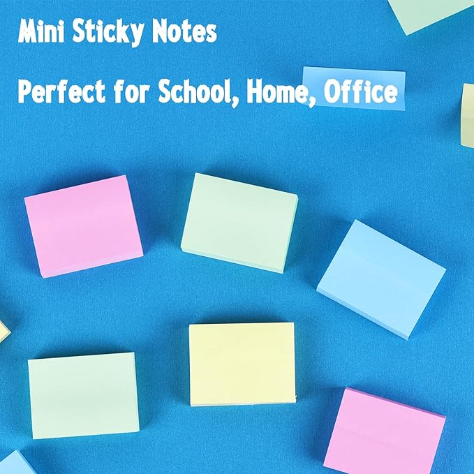 Umikk 50 Pack Mini Sticky Notes 1.5x2 in, 5000 Sheets Small Self-Stick Note, 4 Colors Sticky Pad Bulk, Easy to Post for Office, School, Home
