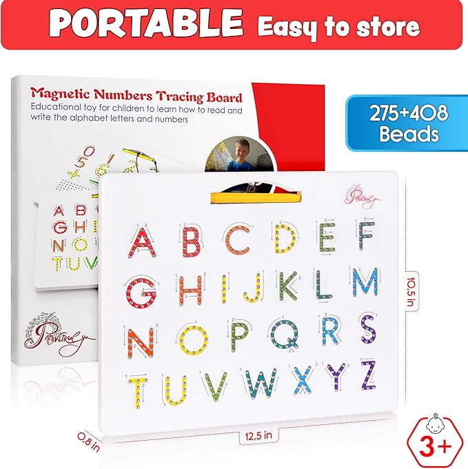 Magnetic Alphabet Tracing Board - double sided letters & numbers Magnetic Tracing Board, ABC magnets learn to write with magnetic pen, STEM toy letters learning, handwriting games, writing montessori