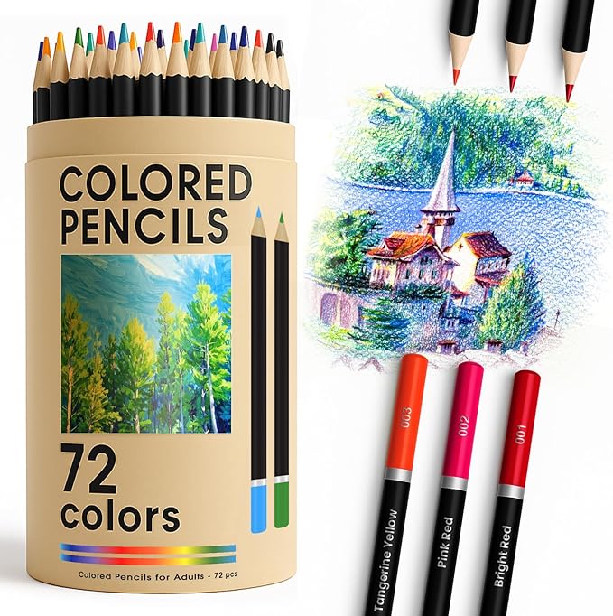 ZENO 72 Vibrant Colored Pencils for Adult Coloring Books | Coloring Pencils for Adults with Oil-Based Cores | Professional Art Supplies | Set for Expert, Beginners and Teens