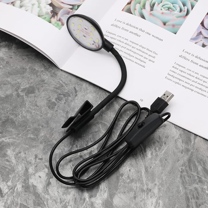 5W Mini Aquarium USB Led Light with Power Switch for Small Fish Shrimp Tank Freshwater Planted Live Plant Grow Fish Tank Clip Light Black