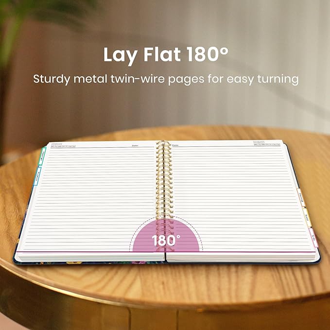 Large Spiral Lined Notebooks for Work with Removable Dividers & Tabs, 8.5"x11" Pretty Hardcover 5 Subject Notebook Journal for Women, College Ruled, Perfect for Study & Office Organization, 280 Pages, Blush Horizon