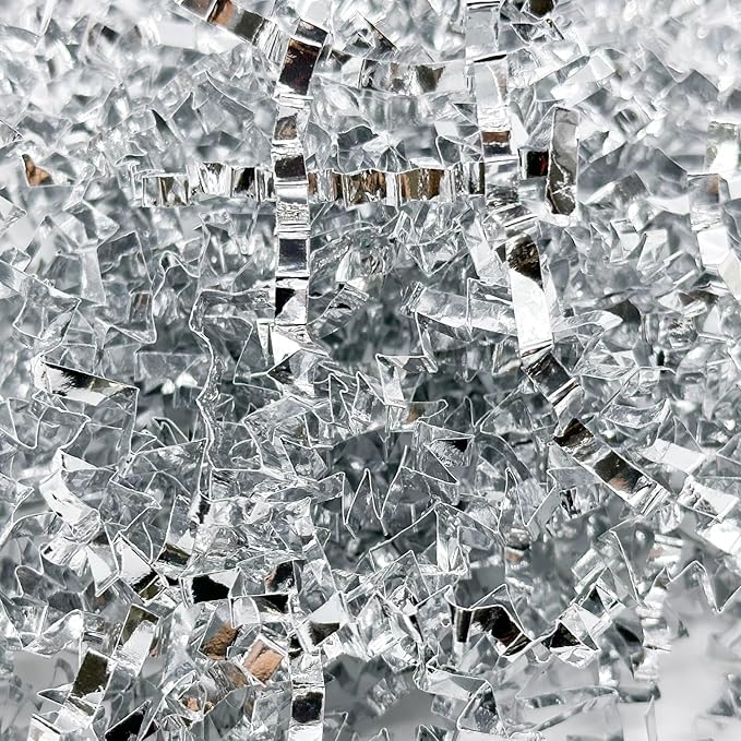 1LB Crinkle Cut Paper Shred Filler for Gift Box Bag and Basket On Holidays(Silvery)
