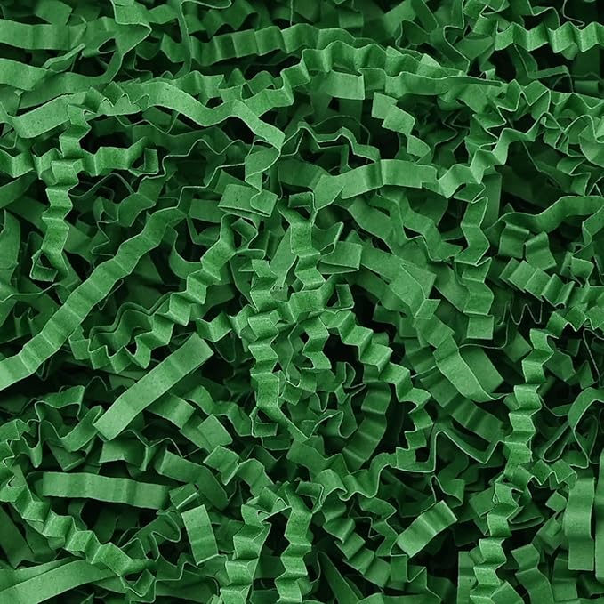 Raissily 10.5oz/300g Crinkle Cut Paper Shred Filler, Packing Grass Cushion for Christmas Wedding Birthday Anniversaries Easter Engagement Gift Confetti Box Bag Basket Filling Decoration - Green