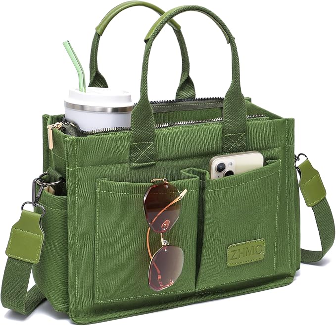 ZHMO Canvas Tote Bag for Women,Women's Bags Crossbody Bags Work Laptop Tote Bag Large Handbags Purse for Travel Nurse Teacher