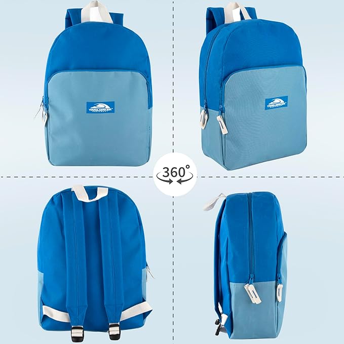 Trail maker 15 Inch Backpack for Kids, Preschool, Elementary & Middle School Students – Spacious Bookbag with Large Front Pocket, Adjustable Straps, Fits up to 13 Inch Laptop (Blue)