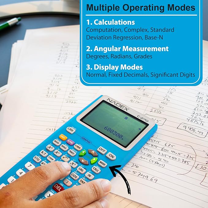 Scientific Calculator with Graph Functions for College and High School Students, Engineering, Advanced Mathematics, Calculus, Algebra, Geometery, Trigonometry, Statistics, Physics, Chemistry, Blue