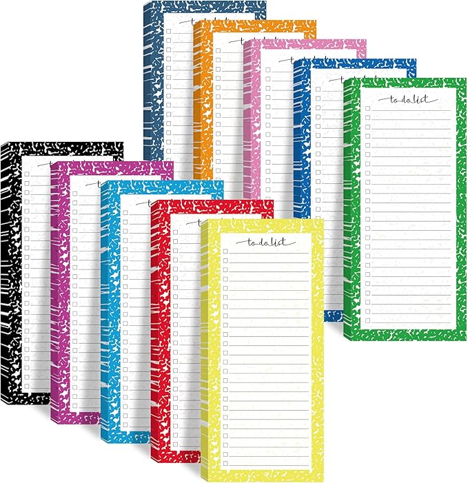 Censen 10 Pack 500 Sheets To Do List Notes Daily Checklist Notepads with 50 Sheets Each Undated Color Memo Pad Block Shopping List Pad Weekly Plan Notepad Organizer Planners(Black Marble, Lined)