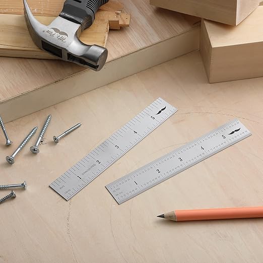 Mr. Pen- Machinist Ruler, 6 Inch, 2 Pack, Stainless Steel Imperial, Precision Measuring Tool, 1/8", 1/16", 1/32", 1/64" Graduation for Engineering, Carpentry, Drafting, Office, School