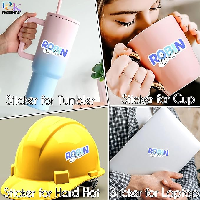 Custom Name Sticker Personalized Colors First Name Last Name Decal Beautiful Waterproof Vinyl Decal for Water Bottles Tumblers Laptops Hard Hat Cars Kindle for Women Men Teachers