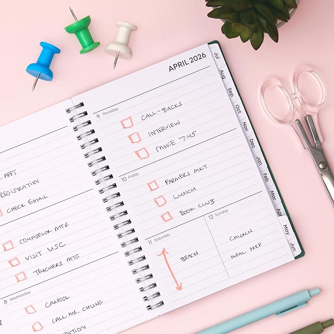 Blue Sky 2026-2027 Weekly and Monthly Academic Year 15 Month Planner Calendar, April 2026 - June 2027, 5" x 8", Flexible Cover With Zip Pouch, Wirebound, Storage Pocket, Seychelle