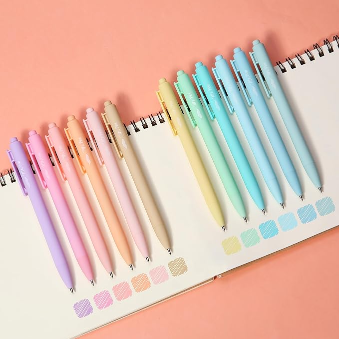 Mr. Pen- Retractable Gel Pens, 12 Pack, Assorted Color Ink, Fine Point 0.5mm, Fast Dry, Smooth Writing, Cute Pens for Drawing, Writing Planner and School Supplies