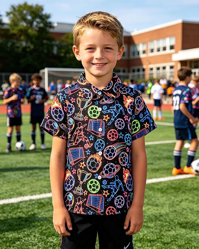 Enlifety 2-10T Kids Hawaiian Shirt Boys Short Sleeve Button Down Shirts Hawaii Summer Casual Blouse