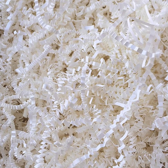 Uptotop 4oz Crinkle Cut Paper Shred Filler for Gift Wrapping, Gift Basket Filling, Perfect for Birthday, Christmas, Thanksgiving, Halloween, Easter, Valentine's Day, Mother's Day, Father's Day, Wedding & Holiday Decor, White