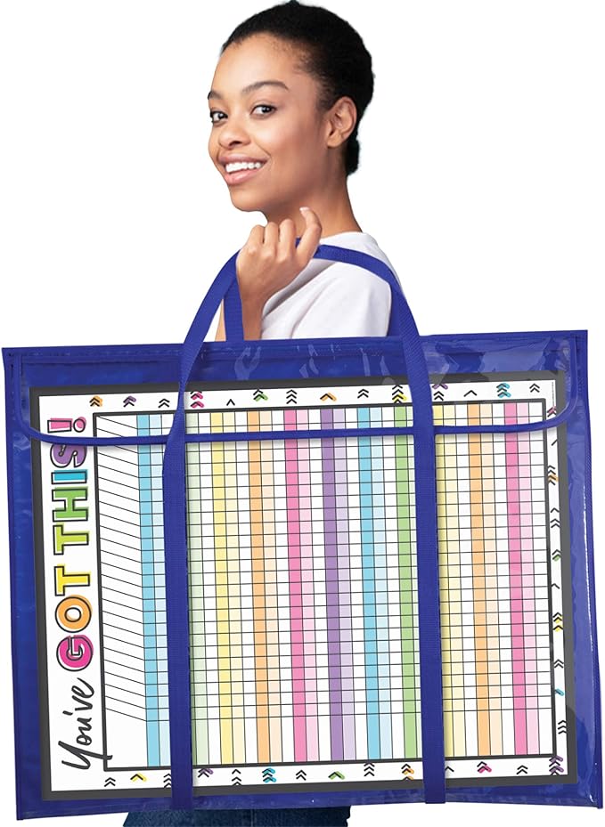 Carson Dellosa Deluxe Bulletin Board Storage Bag Pocket Chart, Nylon, (24" x 30") Holder, Large Organizer for Charts, Calendars, Posters, Wall Art, and More