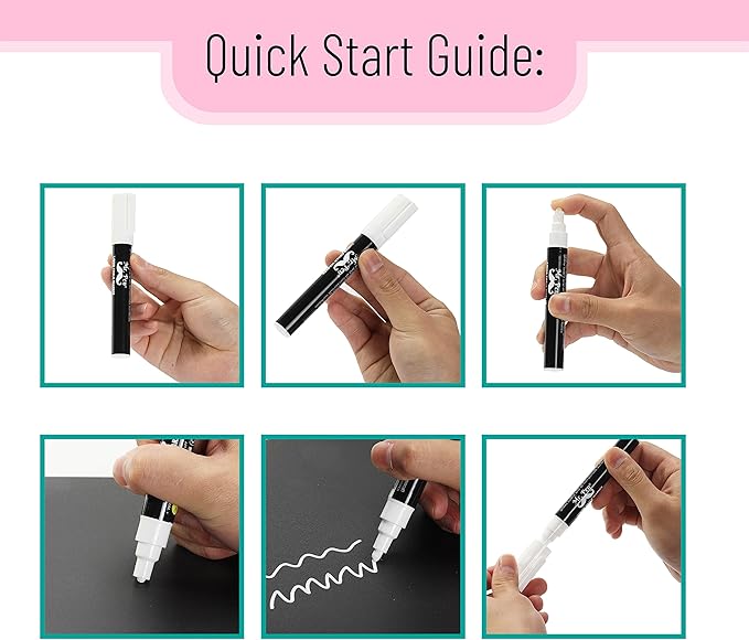 Erasable White Chalk Markers, 8 Pack, Reversible Tip by Mr. Pen