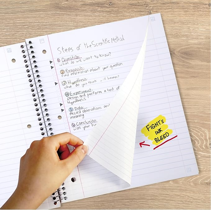 Five Star Spiral Notebook + Study App, 1 Subject, Wide Ruled Paper, 8" x 10-1/2", 100 Sheets, Fights Ink Bleed, Water Resistant Cover, Amethyst Purple (72351)