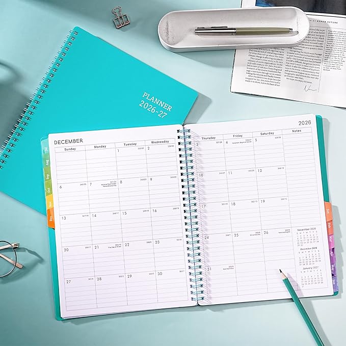Planner 2026-2027 - Academic Planner from July 2026 - June 2027, 7.7" x 9.8", Calendar Planner 2026-2027, Weekly and Monthly Planner Spiral Bound, Flexible Cover, To-Do List, 12 Monthly Tabs