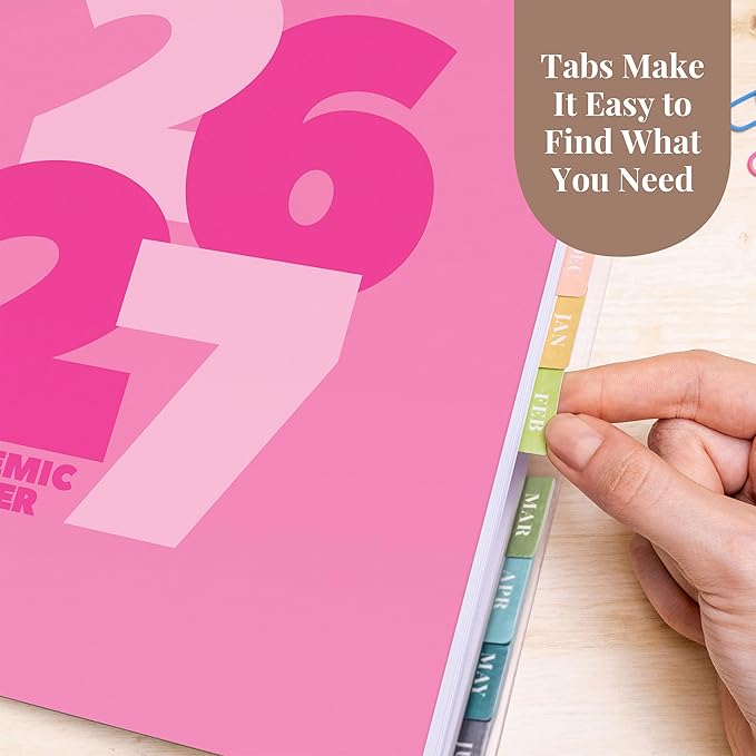 Rileys Academic Planner 2026-2027, Daily, Weekly & Monthly Planner, July 2026 - June 2027, Student Notes Pages, Twin-Wire Binding, Weekly Agenda for School & Work (8.5 x 11-Inches, Chunky, Pink)