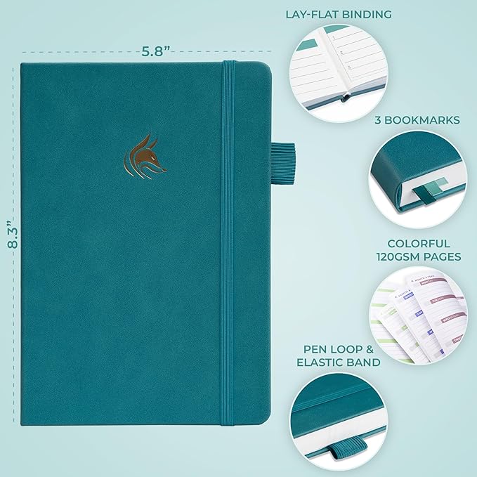 Clever Fox Planner 2nd Edition Dated Jan 2026-Jan 2027 – Colorful Weekly & Monthly Goal Setting Planner, Habit Trackers, Time Management and Productivity Organizer, Gratitude Journal, A5 (Dark Teal)