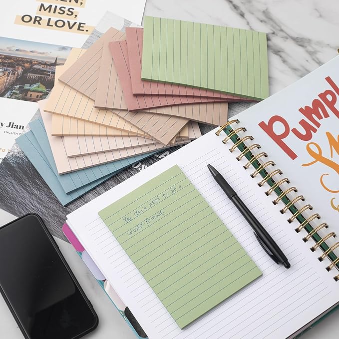 (36 Pack) Lined Sticky Notes 4x6 in,Large Notepads with Lines,Ruled Stickies Super Sticking Power,Office School Memo Note Pads Vintage Colors,Post on Windows Doors,Recyclable,Easy to Write on