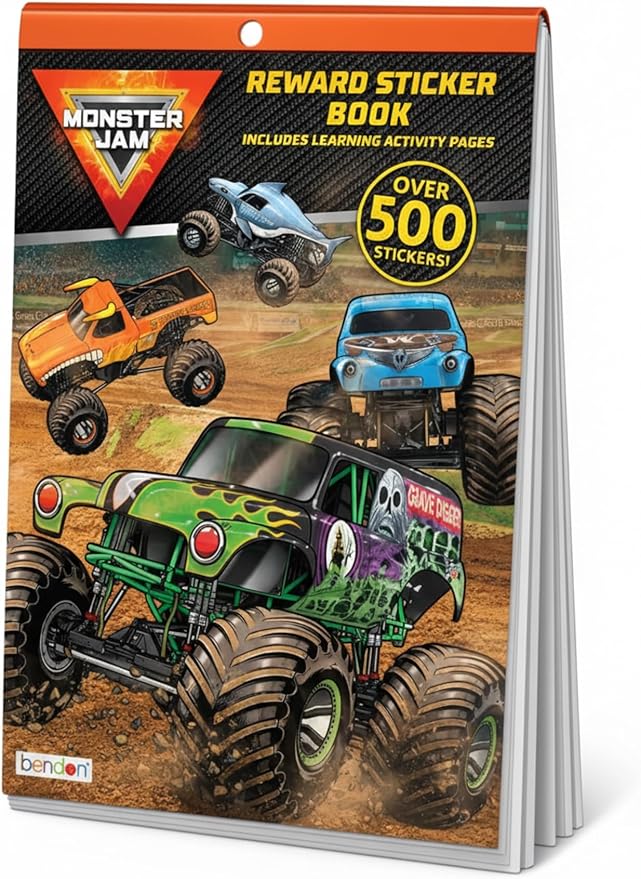 Bendon Monster Jam Sticker & Coloring Book Over 500+ Stickers | Monster Trucks Stickers Coloring Book | 7.5" X 10.75" | Officially Licensed