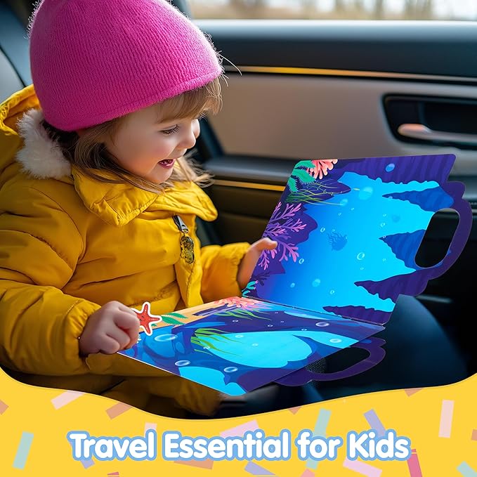 JOYIN Ocean Animals Reusable Sticker Book for Toddlers, 3D Sticker Book for Kids 3 4 5, Travel Essentials, Airplane Activity Toys, Crafts Gifts, Birthday Gifts