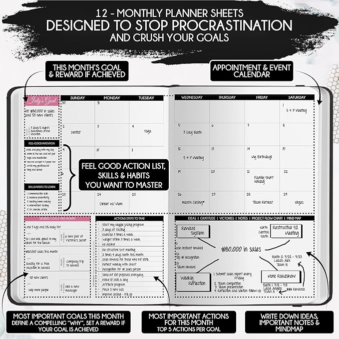 Gratitude Journal for Women and Men — 5 Minute Self Care Journal | Mindfulness, Manifestation, Affirmation | 3 Month Productivity Planner | Undated Daily Planner, Vision Board + Stickers