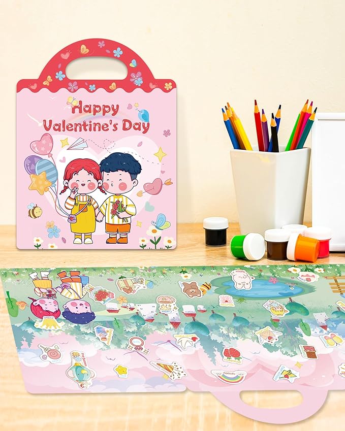 Benresive Reusable Sticker Book for Toddlers, Travel Stickers for Kids, Toddler Crafts Activities Toys, Birthday Gifts for Boys & Girls - Valentines