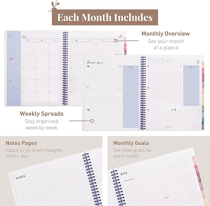 Rileys Academic Planner 2026-2027, Daily, Weekly & Monthly Planner, July 2026 - June 2027, Student Notes Pages, Twin-Wire Binding, Weekly Agenda for School & Work (8.5 x 11-Inches, Geographic, Blue)