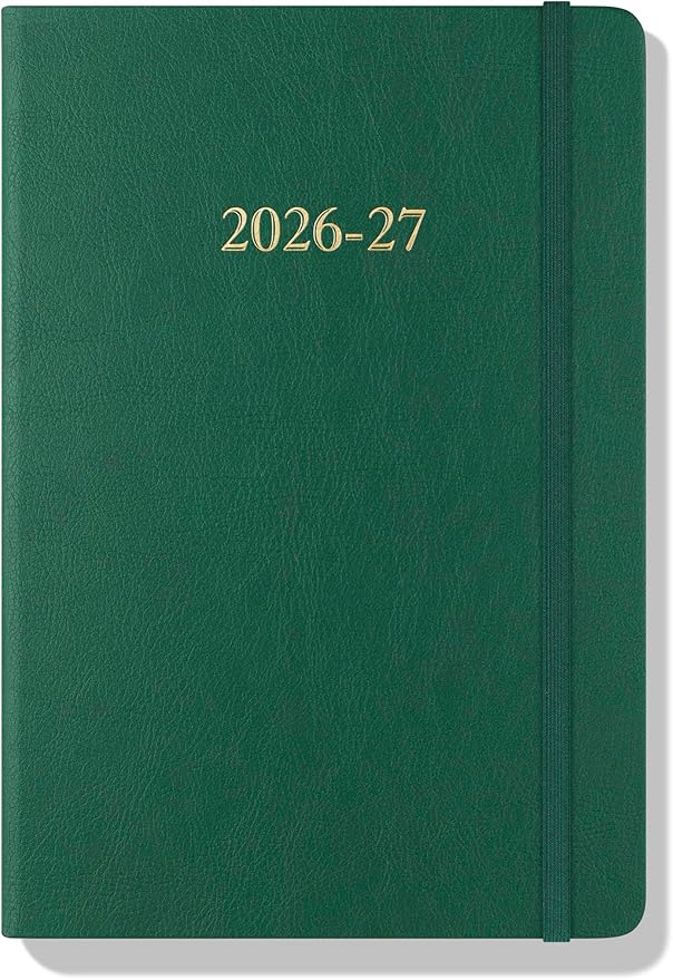 Wykeham's Executive 2026-27 Daily Journal Planner – Customization Available – Mid-Year Academic Diary – July 2026 to June 2027 (Racing Green, 8.5"×5.5")