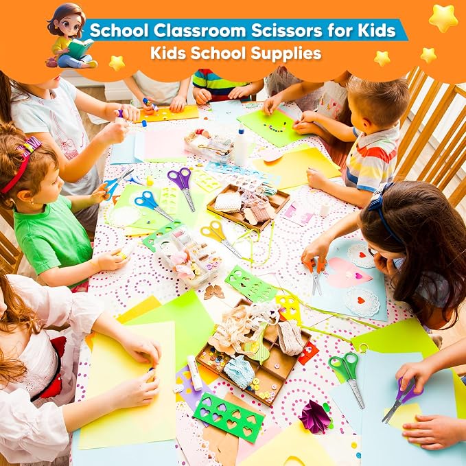 Kids Scissors Bulk of 48-Pack, Taotree 5" Kid Scissors for School Office | School Supplies, Craft Supplies, Small Blunt Tip Safety for Toddler Child Student Classroom Teacher Scrapbook Scrapbooking