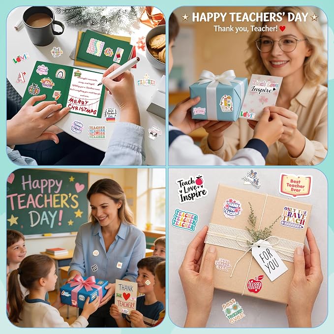 Teacher Appreciation Gifts – 100 PCS Funny Teacher Stickers | Teacher Appreciation Decorations - Teacher Must Haves Supplies Stuff Essentials Games Toys Gifts for School Classroom Students