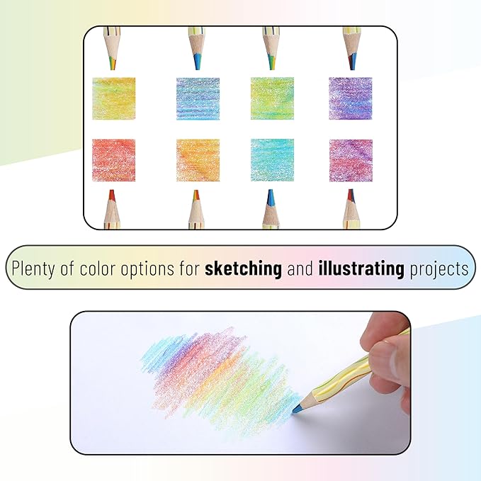 Mr. Pen- Rainbow Pencils Bulk, 48 Pack, 7-in-1 Multi-Color Rainbow Colored Pencils with 4 Sharpeners, Vibrant Drawing and Coloring Pencils for Kids, Party Favors, School, Art, Gift Supplies