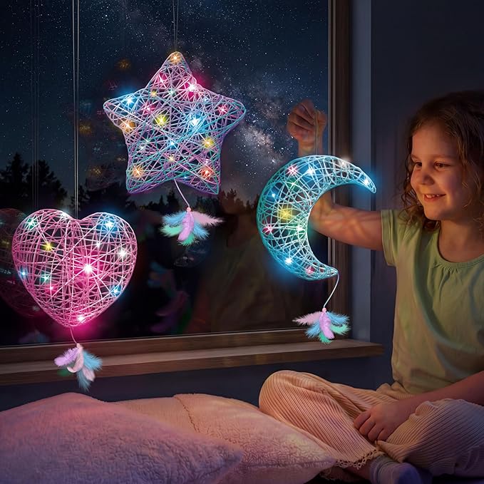Klever Kits 3D String Art Kit for Kids, Light Up String Light Toy with 30 Multi-Colored LED Bulbs, Arts and Crafts Set, Birthday Gifts for Girls and Boys Ages 8+