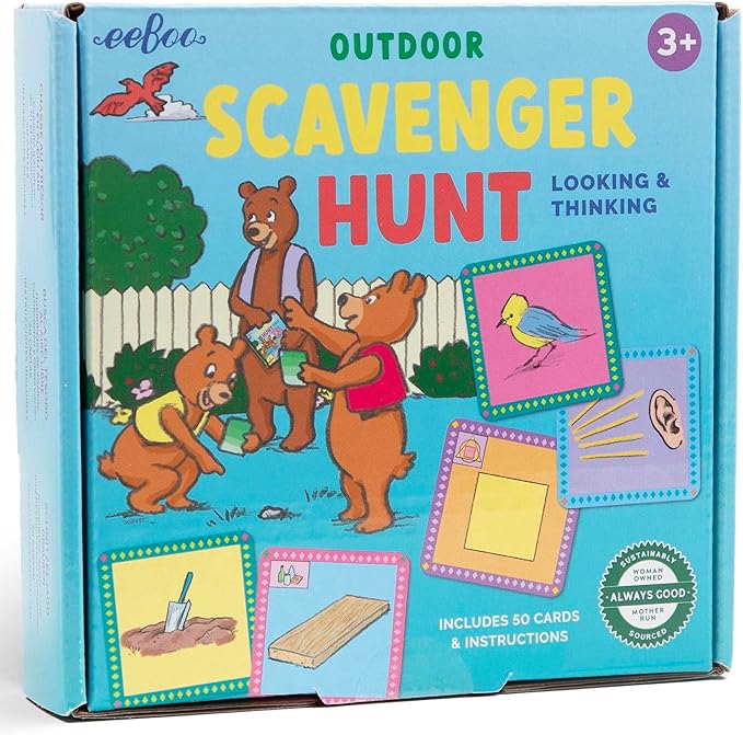 eeBoo: Scavenger Hunt Outdoors Game, 50 Illustrated Finding Cards, Develops Observation and Analytical Skills, for Ages 3 and up