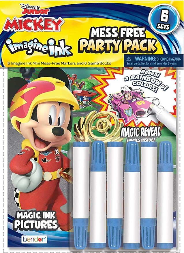 Bulk Imagine Ink Coloring Book Set for Boys - Bundle with 6 No Mess Coloring Books Featuring Sonic, Minecraft, Mickey Mouse, Spidey, Cars, and Bluey