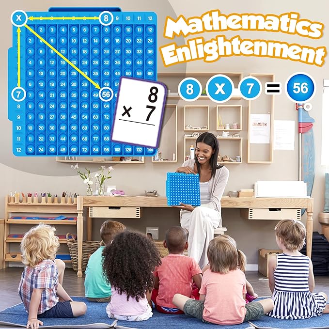 Torlam Multiplication Flash Cards + Math Board, Time Table Chart Flashcards for Kids Ages 6-12, 3rd-6th Grade Classroom Must-Have