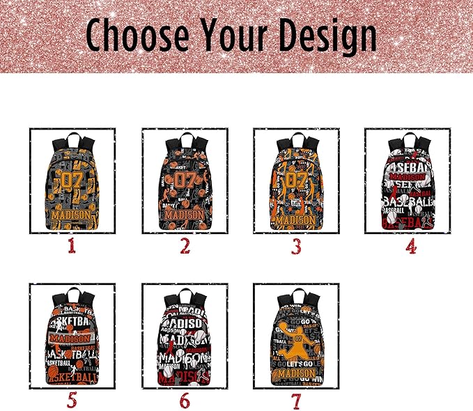M YESCUSTOM Custom Name Backpack for Boys, Personalized School Boys Bookbag Basketball Backpack Elementary School Bags for Kids Travel Laptop Casual Daypacks