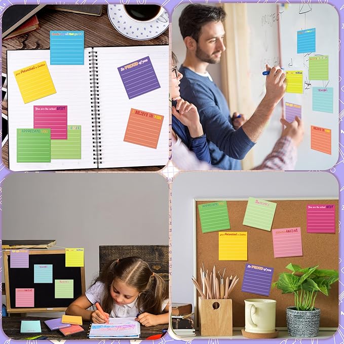 Yinder 24 Pcs Inspirational Sticky Notes Cute Motivational Sticky Notes Pad End of Year Employee Appreciation Gifts Bulk for Teacher Nurse Coworkers Office Supplies 3 x 3'' (Appreciation,Dark Color)