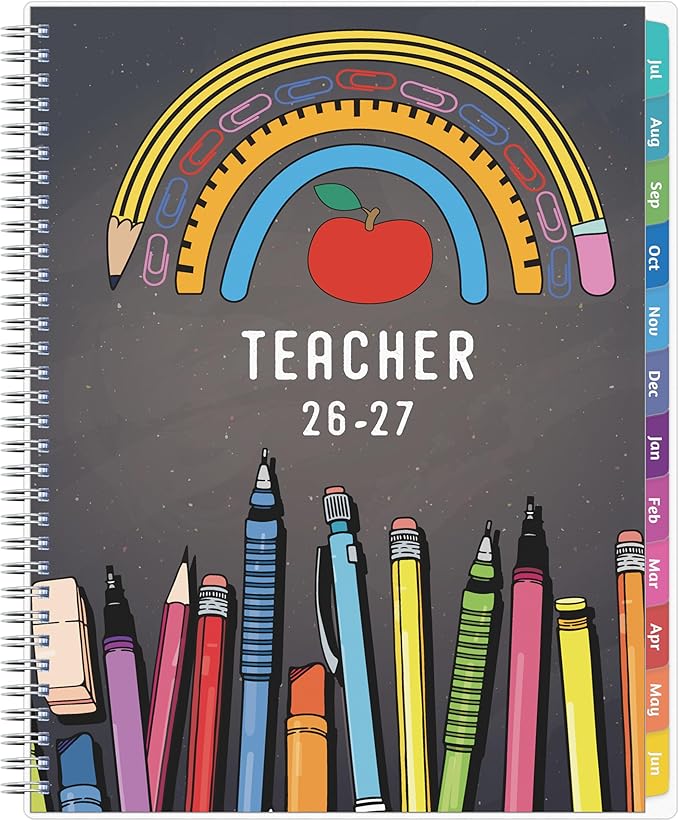 GoiUnlt Teacher Planner 2026-2027, JUL. 2026 – JUN. 2027, Lesson Planner 2026-2027 Academic Year, with Tabs, Thick Paper, 2-Sided Pocket, 8.6″ x 11″ Daily Weekly and Monthly Calendar with 8 Periods