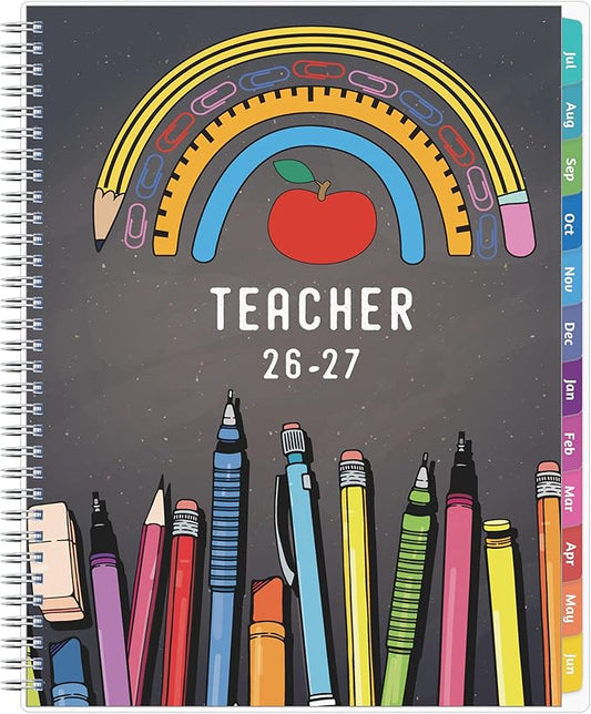 GoiUnlt Teacher Planner 2026-2027, JUL. 2026 – JUN. 2027, Lesson Planner 2026-2027 Academic Year, with Tabs, Thick Paper, 2-Sided Pocket, 8.6″ x 11″ Daily Weekly and Monthly Calendar with 8 Periods