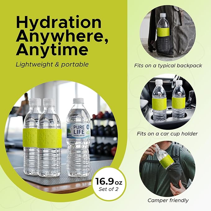 Copco Hydra 16.9 oz Water Bottle, Set of 2 – Leak Proof, BPA Free Tritan, Dishwasher Safe, Twist-Open Body, Non-Slip Silicone Grip, Perfect for Gym & Office & Outdoor Use (Lime Green)