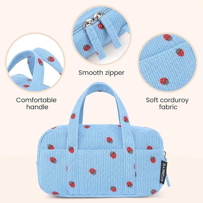 Large Pencil Case Pouch, Extra Big Pencil Bags with Zipper, Cute Corduroy Pencil Pouch with 5 Compartments, Pen Bag Wide Opening, Pencil Pouch Organizer, Pencil Box for Teen Girls Adults