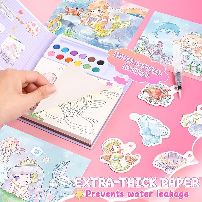 Accevo Paint with Water Coloring Books for Kids, Watercolor Painting Sets for Kids Ages 3-5 4-8, Arts and Crafts Drawing Activities Toy Birthday Gift for Boys Girls